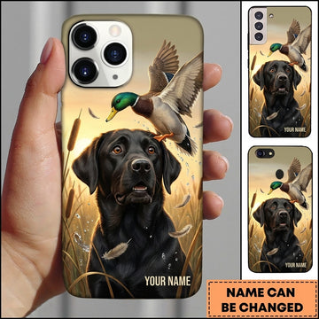 Maxcorners Flying Mallard Retriever Portrait Duck Hunting Multiple Dog Breeds Personalized Name Phone Case
