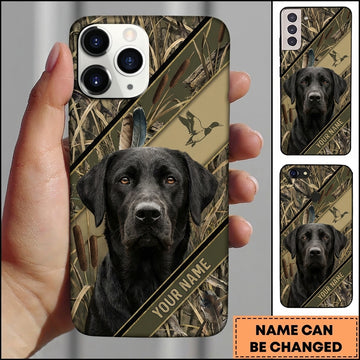 Maxcorners Diagonal Camo Retriever Portrait Duck Hunting Multiple Dog Breeds Personalized Name Phone Case