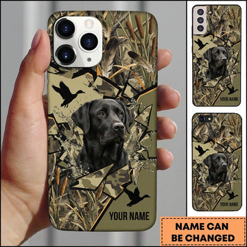 Maxcorners Flying Duck Camo Silhouette Duck Hunting Multiple Dog Breeds Personalized Name Phone Case