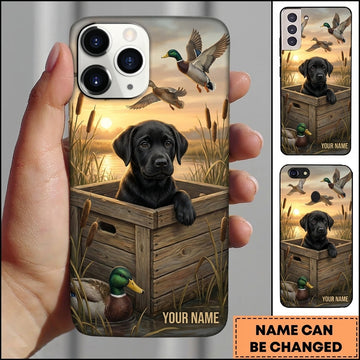 Maxcorners Sunset Duck Blind Companion Duck Hunting Multiple Dog Breeds Personalized Name Phone Case