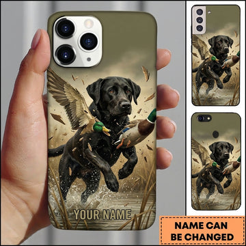 Maxcorners Action Flying Mallard Retrieval Duck Hunting Multiple Dog Breeds Personalized Name Phone Case