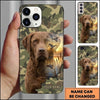Maxcorners Woodland Camo Retriever Portrait Duck Hunting Multiple Dog Breeds Personalized Name Phone Case