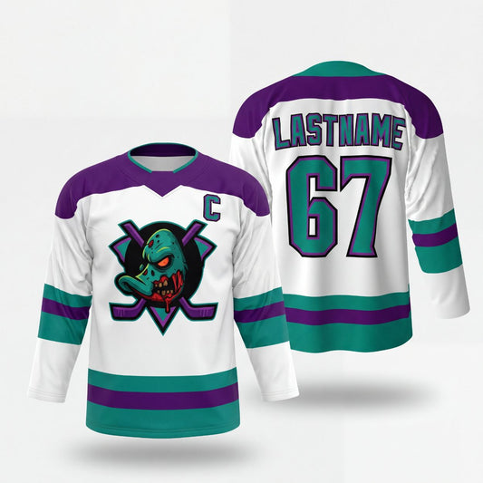 Maxcorners Cool Cat Mascot Retro Stripes Personalized Name 3D Printed Round Neck Hockey Jersey