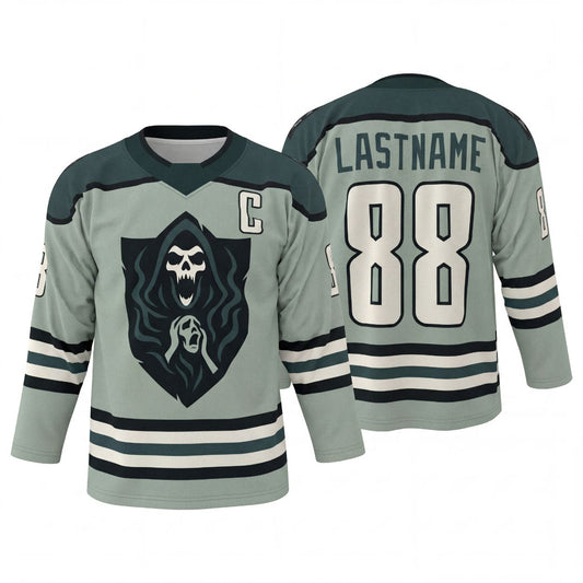 Maxcorners Wolf Warrior Fierce Mascot Personalized Name 3D Printed Round Neck Hockey Jersey