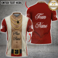 Maxcorners Bowling Shirt Funny Santa Muscle Chest Gold Chain Costume Multi Options Personalized Name, Team Name 3D Shirt