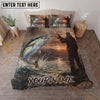 Maxcorners Fishing Sunset Angler Personalized Name Unisex 3D Bedding Set