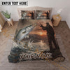 Maxcorners Fishing Sunset Angler Personalized Name Unisex 3D Bedding Set