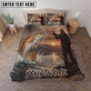 Maxcorners Fishing Sunset Angler Personalized Name Unisex 3D Bedding Set
