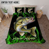 Maxcorners Fishing Green Flame Personalized Name Unisex 3D Bedding Set