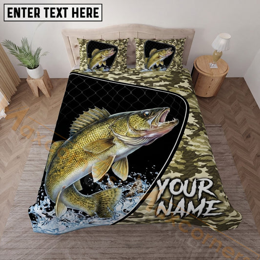 Maxcorners Fishing Camouflage Adventure Personalized Name Unisex 3D Bedding Set