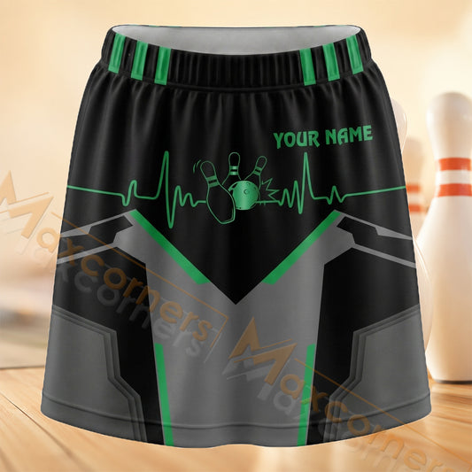 Maxcorners Bowling Green Heartbeat Personalized 3D Skort, Skirts With Shorts
