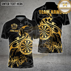 Maxcorners Darts Shirt Golden Bull Tribal Flame Multioptions Personalized Name, Team Name Unisex 3D Shirt (4 Colors)