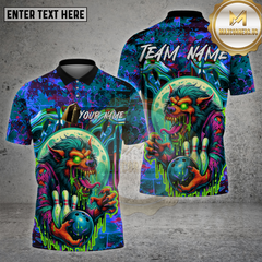 Maxcorners Bowling Shirt Neon Werewolf Acid Drip Multioptions Personalized Name, Team Name Unisex 3D Shirt (4 Colors)