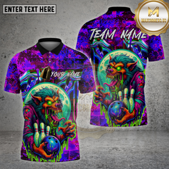 Maxcorners Bowling Shirt Neon Werewolf Acid Drip Multioptions Personalized Name, Team Name Unisex 3D Shirt (4 Colors)