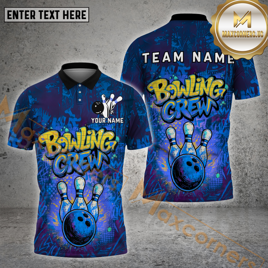 Maxcorners Bowling Shirt Spray Bowling Crew Multicolor Options Personalized Name, Team Name 3D Shirt (4 Colors)
