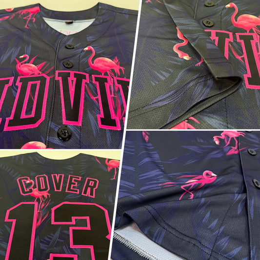 Maxcorners Custom 3D Pattern Design Hawaii Flamingo Authentic Baseball Jersey LM2605
