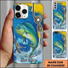 Maxcorners Fishing Phone Case Coastal Brushstroke Design Custom Name Phone Case