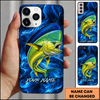 Maxcorners Abstract Blue Smoke Design Custom Name Fishing Phone Case