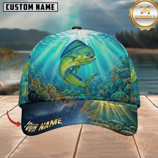 Maxcorners Underwater Coral Reef Custom Name Fishing Cap