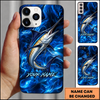 Maxcorners Abstract Blue Smoke Design Custom Name Fishing Phone Case