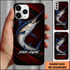 Maxcorners Red Diagonal Lines Custom Name Fishing Phone Case