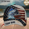 Maxcorners Patriotic American Flag Hooked On Freedom Customized Name Fishing Cap