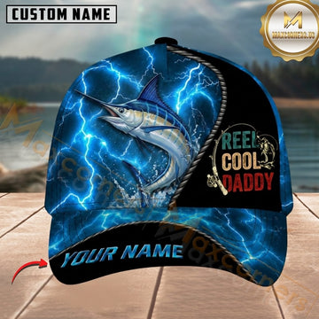 Maxcorners Reel Cool Daddy Lightning Customized Name Fishing Cap