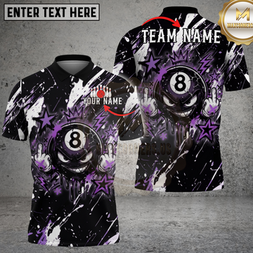 Maxcorners 8 Ball Billiards Gothic Graffiti Multicolor Options Personalized Name, Team Name 3D Shirt