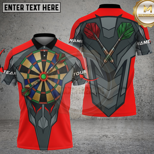 Maxcorners Darts Shirt Futuristic Armor Bullseye Design Multicolor Options Personalized Name, Team Name 3D Shirt