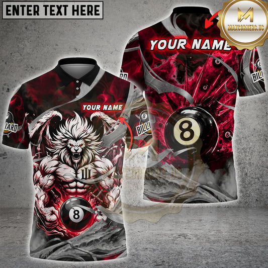 Maxcorners Billiards Shirt Fierce White Werewolf Smoke Art Multicolor Options Personalized Name, Team Name 3D Shirt (4 Colors)