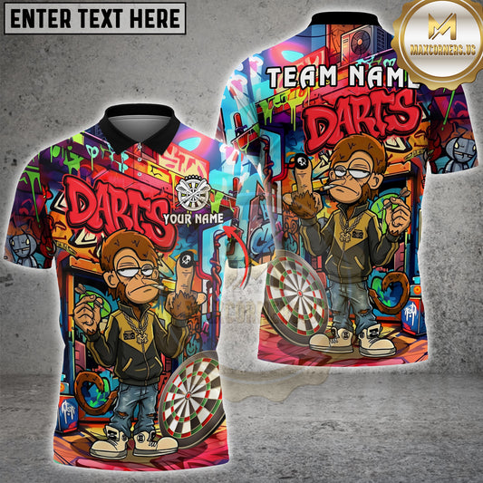 Maxcorners Graffiti Monkey Darts Street Style Multicolor Options Personalized Name, Team Name 3D Shirt (4 Colors)