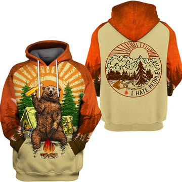 Maxcorners 3D All Over Printed Shirt Camping Sunrise Bear Hoodie, Zip Hoodie, Sweater, Tee
