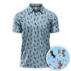 Maxcorners Christmas Dachshund Pattern Polos, Funny Xmas Wiener Dog Golf Shirt, Festive Golf Gift For Men