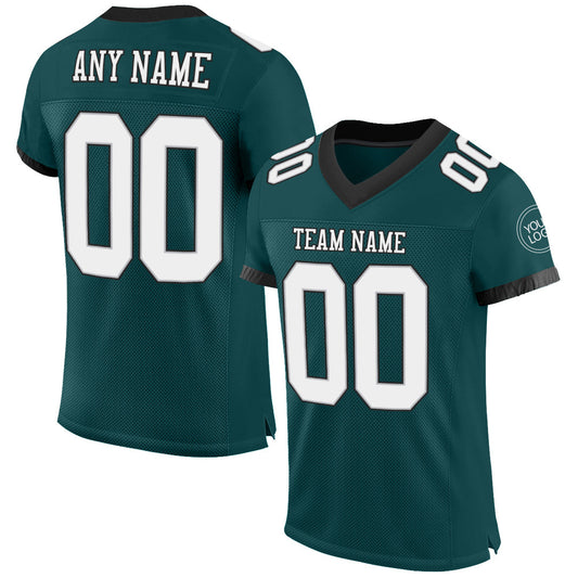 Maxcorners Custom Midnight Green White Gray-Black Mesh Authentic Football Jersey LM2605