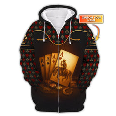 Maxcorners Custom Name Cowboy Poker Polos, Texas Hold Em Shirts, Funny Poker T-Shirt For Men'sLM1009