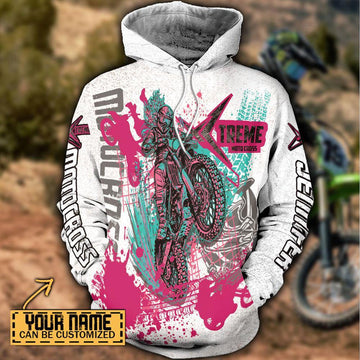 Maxcorners Motocross Xtreme ( Pink Cobalt) Customize Name 3D Shirts