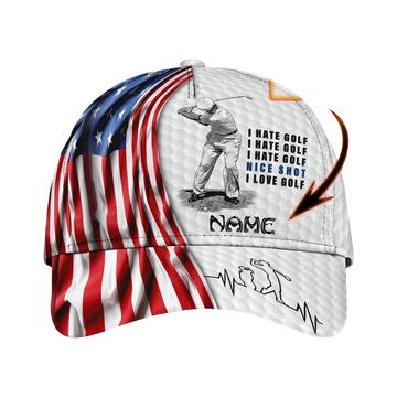 Maxcorners Customized 3D Full Printed Mens Golf Cap, Classic 3D Cap For Golfer, Nice Short I Love Golf Hat, Golf Cap LM0402