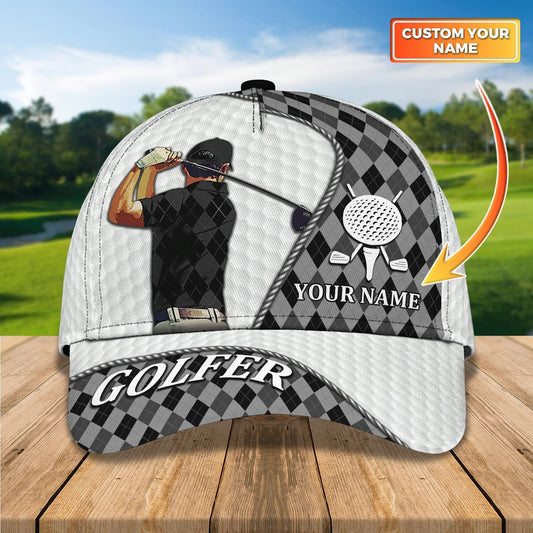 Maxcorners Personalized Golf Mens Cap Hat Full Printing, 3D Baseball Cap For Gofler, Dad Golf Gifts, Father Day Golfer Gift LM0402
