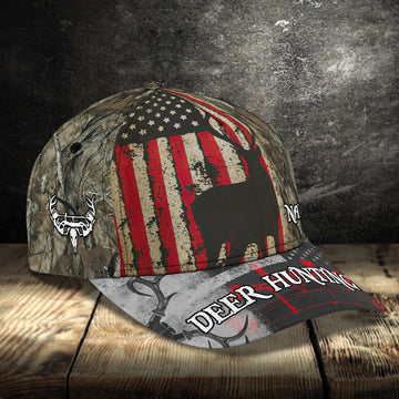 Maxcorners 3D Classic Cap American Deer Hunting Personalized Name Cap LM0402