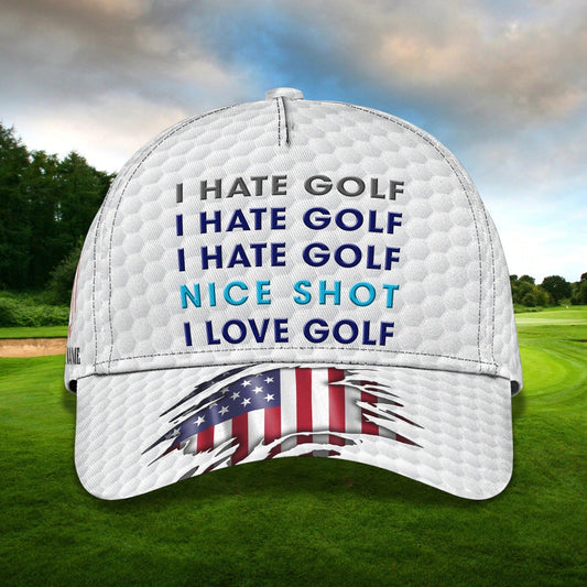Maxcorners Nice Short I Love Golf 3D Classic Cap, Golf Lover Gifts, Best Gift For Golf Lover, Golf Cap Hat LM0402