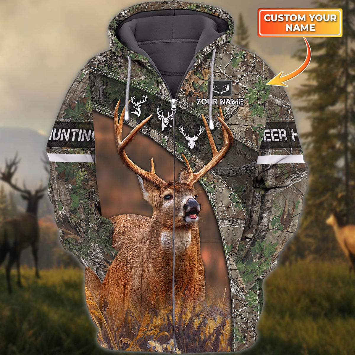 Maxcorners Custom Name Hunting Deer Shirt 3D All Over Printed Clothes