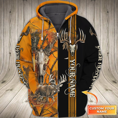 Maxcorners Custom Name Hunting Deer Skull Shirt 3D All Over Printed Clothes