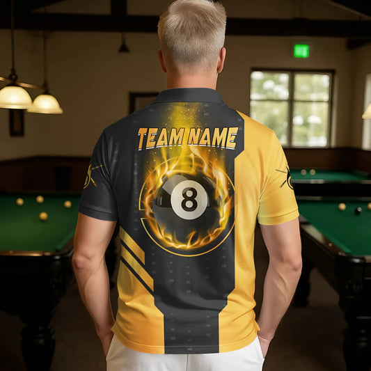 Maxcorners Billiard 8 Ball Flaming Style Multicolor Options Personalized Name, Team Name 3D Shirts (4 Colors)