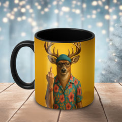 Maxcorners Deer Fukin' Finger Personalized  3D Ceramic Mug Printed