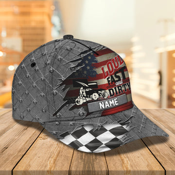 Maxcorners 3D Classic Cap America Dirty Track Racing Personalized Name Cap LM0402