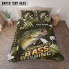 Maxcorners Fishing Outdoor Camo Personalized Name Unisex 3D Bedding Set