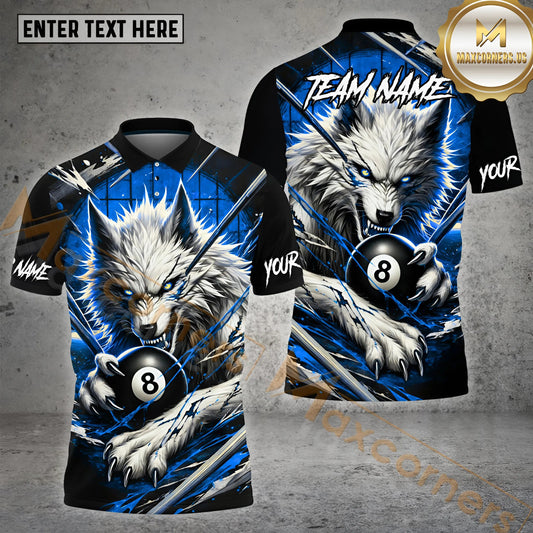 Maxcorners Billiard Bloody 8 Ball Wolf Jersey Multicolor Options Personalized Name, Team Name 3D Shirt (4 Colors)