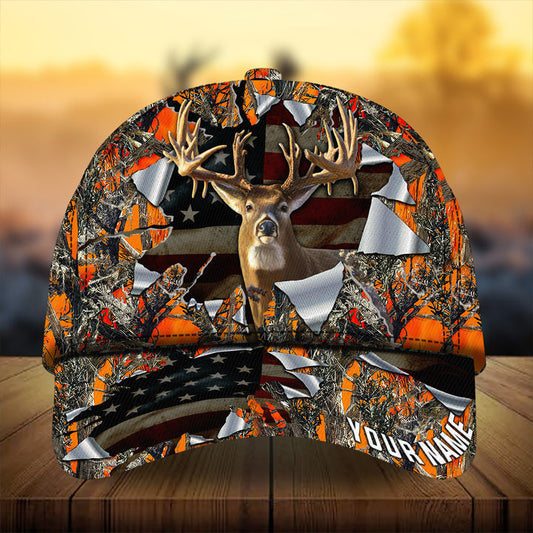 Maxcorners Premium Best Gash Old Flag Hunting Deer Personalized Hats 3D Multicolored