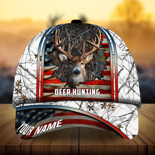 Maxcorners Florapunk Cracked Flag Deer Hunting Camo Pattern 3D Multicolor Personalized Cap
