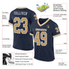 Maxcorners Custom Navy Old Gold-White Mesh Authentic Throwback Football Jersey LM2605